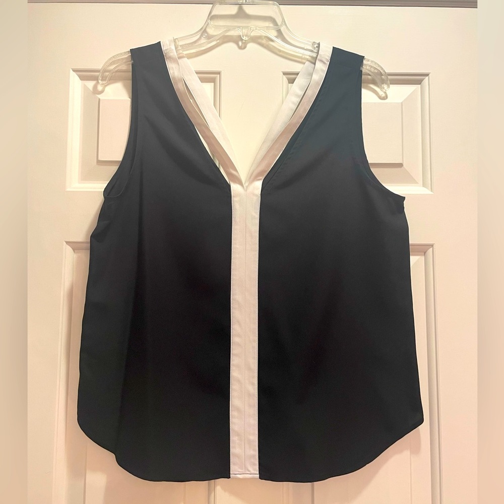 Trouvé Black and White Sleeveless Blouse Medium